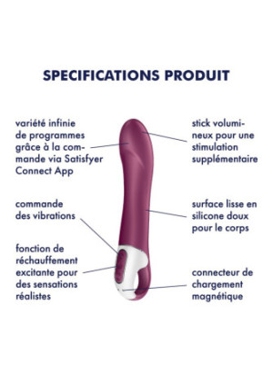 Vibromasseur chauffant connecté USB rouge Big Heat Satisfyer - CC597784